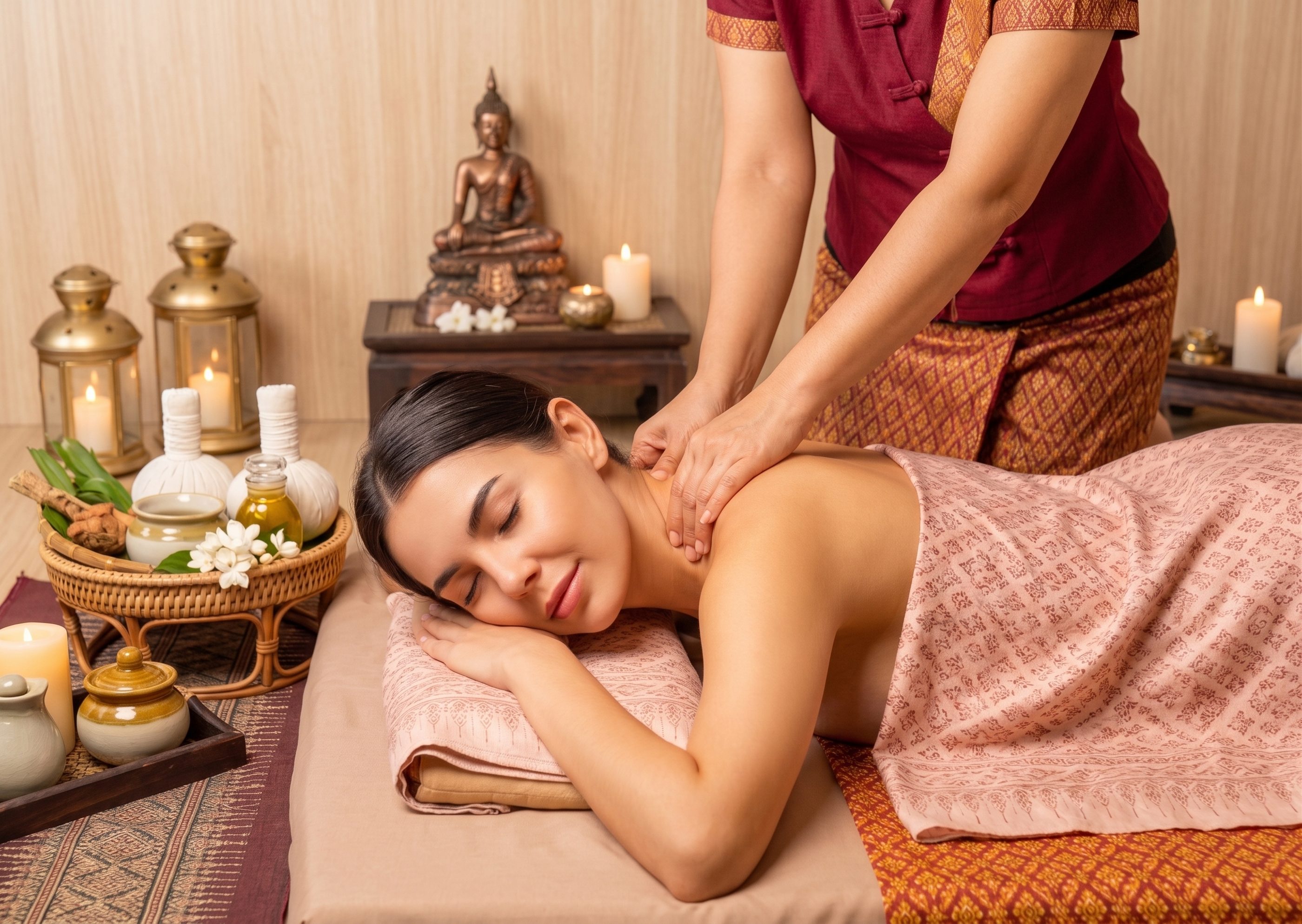 Warm, professional Thai massage at Sirina's studio